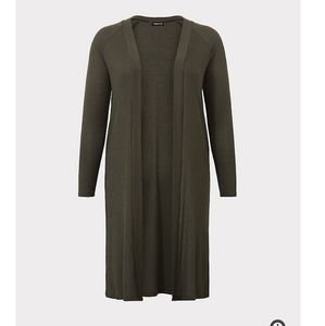 Torrid Olive Ribbed Duster